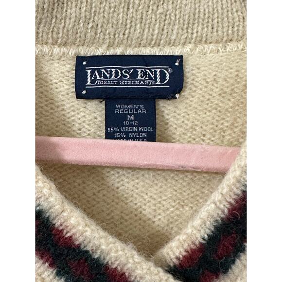 LAND’S END VINTAGE NORDIC FAIR ISLE WOMEN SWEATER M - Picture 3 of 7